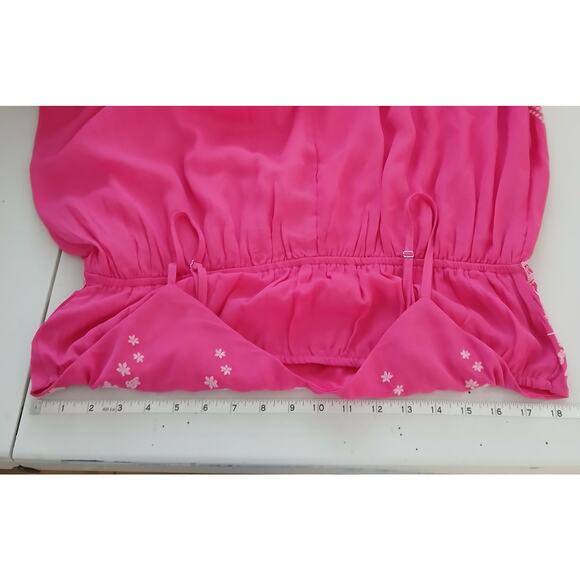 Savannah Jane Pink Embroided Sweetheart Mini Dress Women LG Vacation Resort Boho - Picture 9 of 12